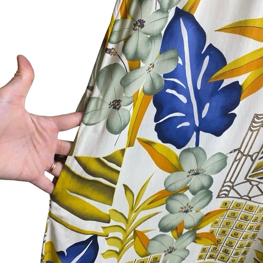 VTG The Hawaiian Original Hilo Hattie Blue Yellow Floral Midi Dress Size Small - Picture 4 of 7